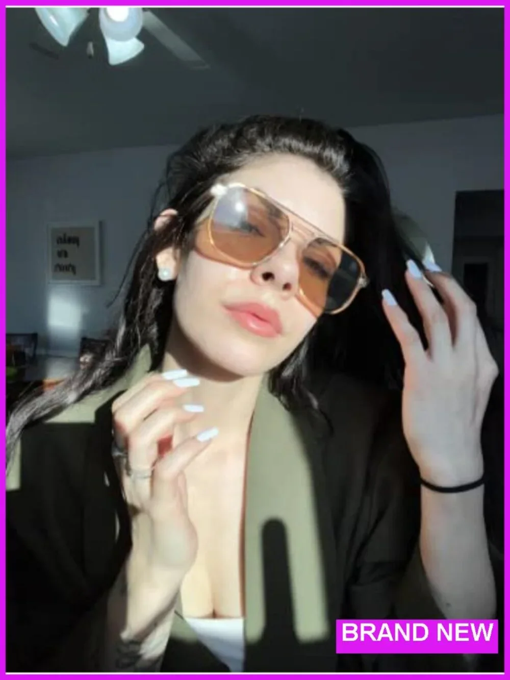 Retro Square Aviator Sunglasses UV400 Protection Plastic Frame Trendy